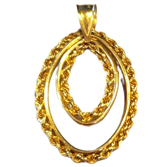 Large 14k Gold Rope Design Pendant - Picture 4 of 11